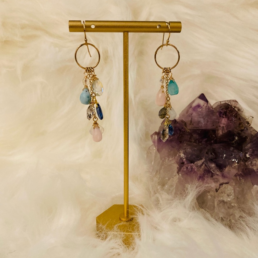 Multiple Gemstone Dangle Earrings - image 4